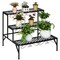 Black 3 Tier Metal Plant Stand Flower Rack Sturdy Indoor Outdoor Storage Shelf